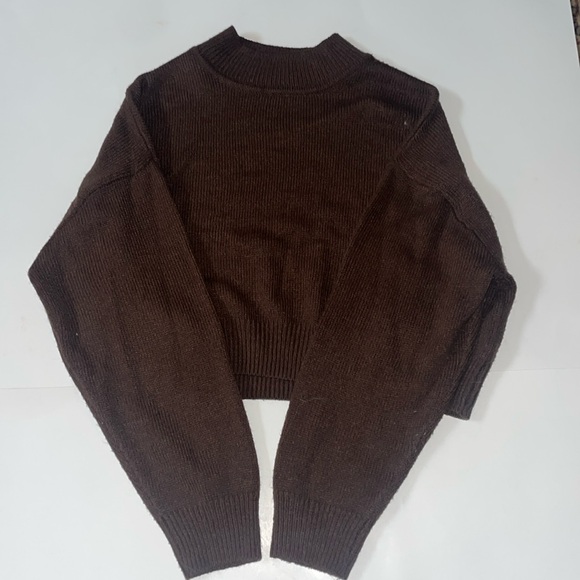 Brown cropped knit sweater - Picture 1 of 3